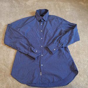 Men's Zara 100% Cotton Tailored Fit Blue and White Checked Shirt Size 15 Collar